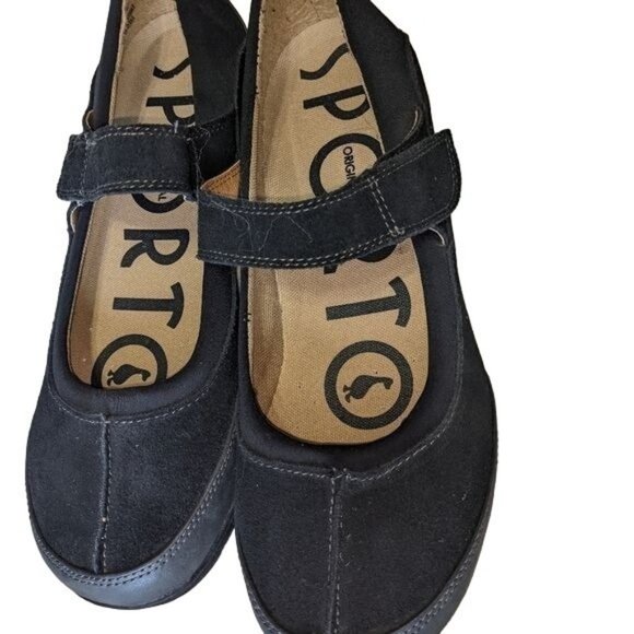 SPORTO ORIGINAL JENNA LEATHER MARY JANE FLATS SANDALS SHOES BLACK SIZE 11M - Picture 1 of 11